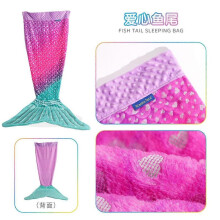 (Fish Tail with Love) Coral Fleece Mermaid Sleeping Bag Blanket, Cartoon Animal Baby Kick-Proof Blanket, Princess Dress Thick Winter Blanket