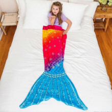 (starfish tail) Coral Fleece Mermaid Sleeping Bag Blanket, Cartoon Animal Baby Kick-Proof Blanket, Princess Dress Thick Winter Blanket