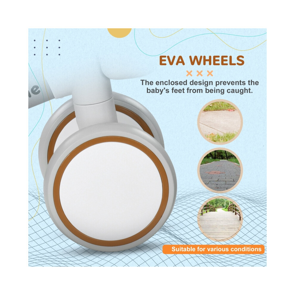 Kids Balance Bike for Toddlers 1-3 Years White Adjustable Seat Silent Rolling Wheels Lightweight & Safe Ideal for First Bike-image-OPC-PMXM56P-NEW