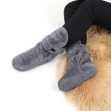 (35 37, grey) Ankle Warmers for Cold Weather, Unisex Fracture Cast Socks, Thick Indoor Non-Slip Floor Socks for Elderly
