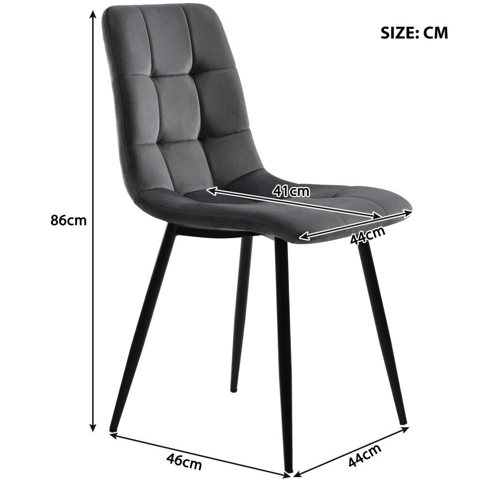 4-Set Upholstered Dining Chairs with Backrest - Dark Grey Velvet Metal Frame Modern Design Ideal for Kitchen & Dining Spaces-image-OPC-PMXM2SZ-NEW