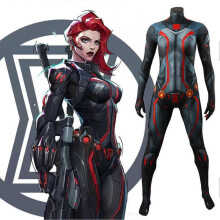 (L, adult female) Black Widow Cosplay Costume Jumpsuit Game Anime Role Play Outfit