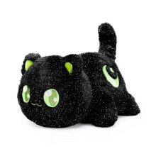 (25cm, Moonlit Black Cat) Red Apple Cat Plush Toy 25cm Cute Moth Cat Doll Soft Stuffed Animal Gift for Women Girls Holiday Present