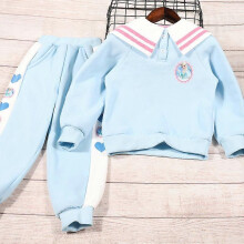 (150cm, Sky blue with fleece lining) Girls Fleece Hoodie Set Winter Thermal Two-Piece Cartoon Print Cute Casual Outfit Coat