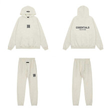 (XL, oatmeal colour) Fleece Hoodie Sweatshirt Set Streetwear Oversized Pullover Hooded Jacket for Men Women