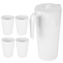 1700ml Weißer Melamin-Wasserkocher mit 4 Tassen Set für Zuhause & Küche