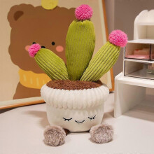 (30cm, Blooming cactus) Plush Potted Plant Decor Healing Desktop Plush Toy Cactus Sunflower Rose Gift 30cm
