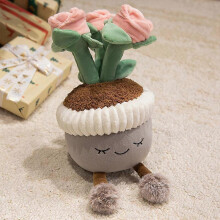 (30cm, Rose powder pink) Plush Potted Plant Decor Healing Desktop Plush Toy Cactus Sunflower Rose Gift 30cm