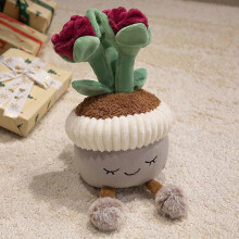 (30cm, Rose purplish red) Plush Potted Plant Decor Healing Desktop Plush Toy Cactus Sunflower Rose Gift 30cm