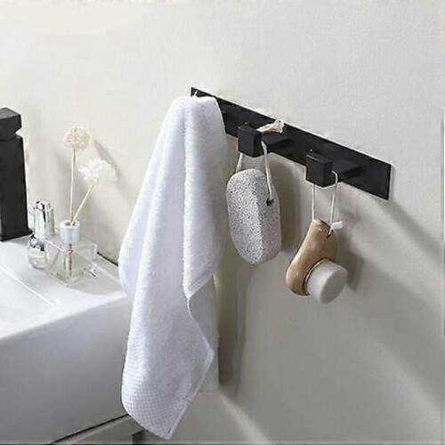 Black Stainless Steel Coat Rack with Bathroom Towel Hook (Four Black Hooks) 1