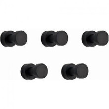 -5 Pack Heavy Duty Adhesive Wall Hooks for Bathroom, Kitchen, Closet, Wardrobe (Black)