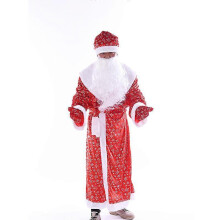 (one size, Christmas bag) Santa Claus Costume Set with Hat Beard Gloves Christmas Party Outfit Role Play Costume Unisex One Size