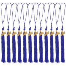 Abschlussquasten, blau, Polyester, 12 Stück, für Hüte
