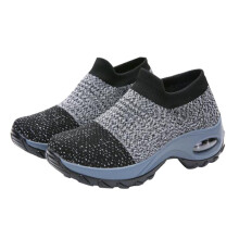 Grauer, atmungsaktiver Slip-on-Laufschuh aus gewebtem Material für den Outdoor-Bereich, Damengröße 36