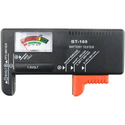 Battery Tester, Universal Battery Checker for AA AAA CD 9V 1.5V Button Cell Batteries (Model: BT-168)