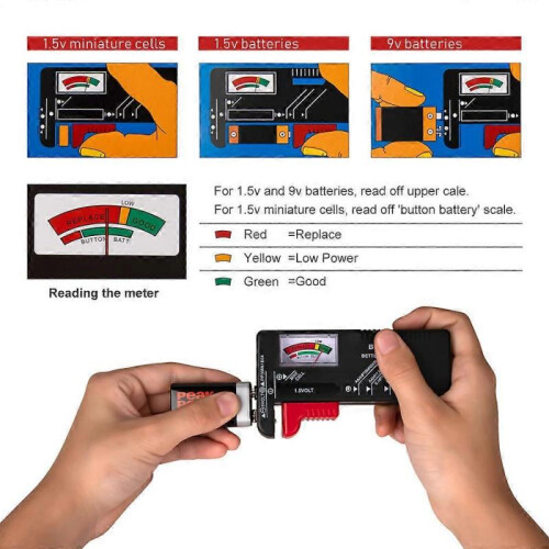 Battery Tester, Universal Battery Checker for AA AAA CD 9V 1.5V Button Cell Batteries (Model: BT-168) 2