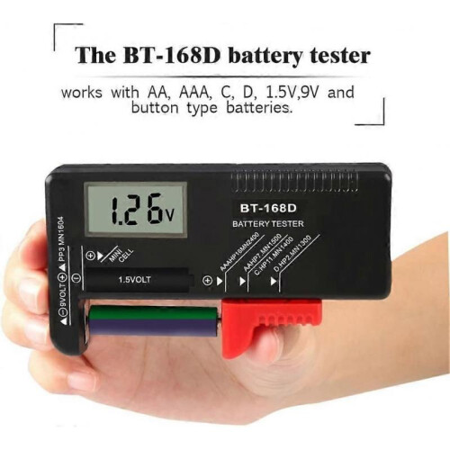 Battery Tester, Universal Battery Checker for AA AAA CD 9V 1.5V Button Cell Batteries (Model: BT-168) 1