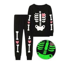 (140cm, 4) Halloween Kids Pajamas Set Glow in The Dark 2-Piece Boys Girls Pajama Set Fall Winter