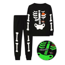 (130cm, 5) Halloween Kids Pajamas Set Glow in The Dark 2-Piece Boys Girls Pajama Set Fall Winter