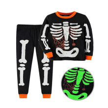 (130cm, 2) Halloween Kids Pajamas Set Glow in The Dark 2-Piece Boys Girls Pajama Set Fall Winter