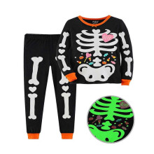 (90cm, 1) Halloween Kids Pajamas Set Glow in The Dark 2-Piece Boys Girls Pajama Set Fall Winter