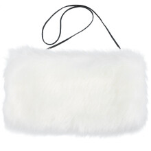 Draagbare handwarmer met ophanglus, warmtezakje, imitatiebont en touwtje.