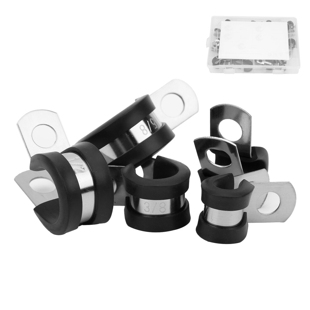 42Pcs Stainless Steel R Type Pipe Clamps Set, 5 Sizes, 1/4-5/8In 8471360369601