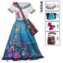(130cm, set) Mirabel Cosplay Costume  Anime Game Stage Performance Outfit Role Play Dress Full Set with Wig Glasses Frame Earrings