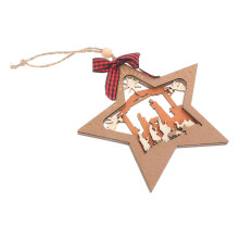 Adorno de belén de madera, juego de 3 piezas, decoración navideña, colgador para árbol