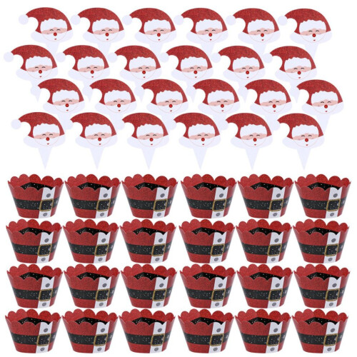 48 Weihnachtsmann-Muffin-Einlegekarten