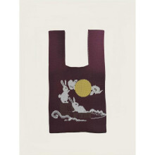 (Moon rabbit) Gift Bag Made Of Knit Reusable Knitted Gift Bag Color Options