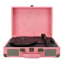 Portable Pink Vinyl Record Player Turntable 33/45/78 RPM Bluetooth 5.0