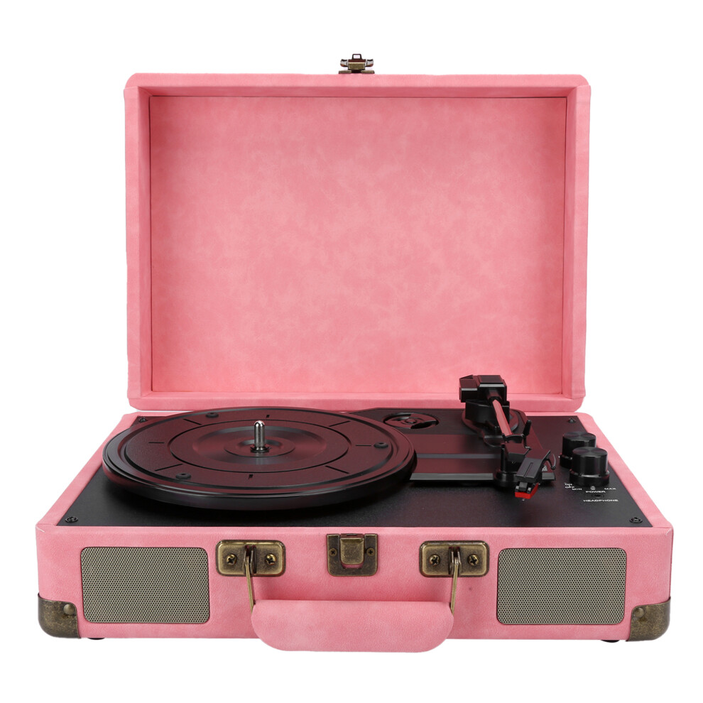 Portable Vinyl Record Player Turntable 33/45/78 Rpm Bluetooth 5.0 Pink 7891360375135