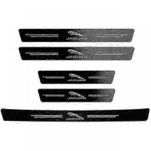 (5Pcs Car Door xTrunk) Carbon Fiber Threshold Plate Protector for Jaguar XE XF XJ F-Type and More - UK Fit