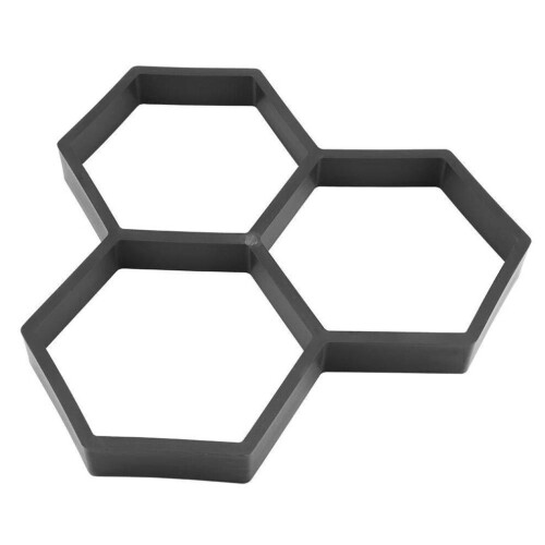 2 hexagonal concrete paving stones, plastic garden path tiles 2