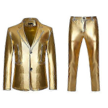 (gold, XL) Men's Gold Two-Piece Suit Set - Elegant Blazer and Pants for UK Parties