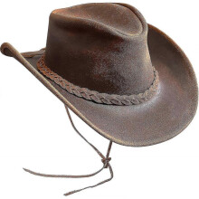 (M) Handcrafted Leather Cowboy Hat - Lightweight & Shapeable Western-Style for Men & Women