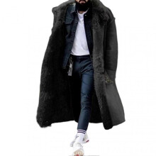 (S, Black) Men\'s Thick Fur Winter Jacket Mid Length Plus Size Design Outwear Ideal Gift For Extreme Winters