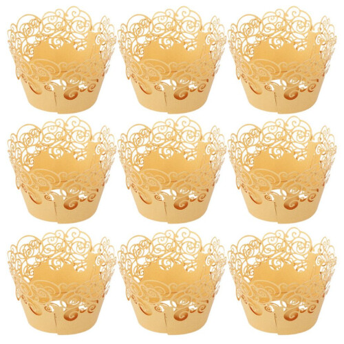 60 Cupcake-Förmchen, gestanzt, hitzebeständig, Gold