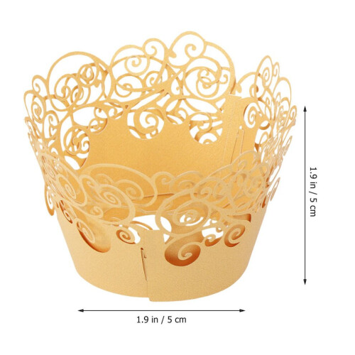60 Cupcake-Förmchen, gestanzt, hitzebeständig, Gold 1