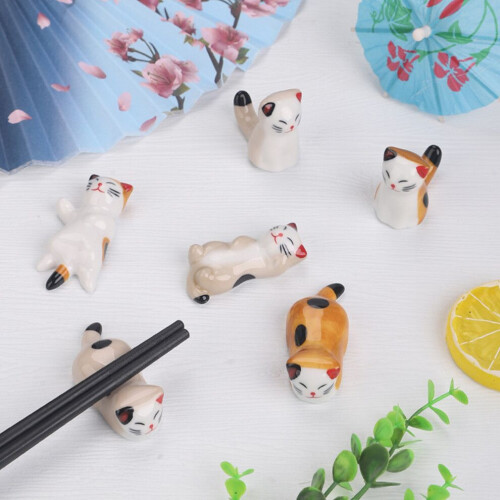 6-Piece Ceramic Cat Swallow Rest Dining Room Accessories 2
