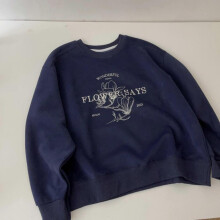 (One size, Navy blue) 2025 Fall Winter  Simple Letter Print Sweatshirt Women Loose Casual Versatile Top