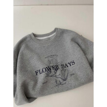 (One size, Light grey) 2025 Fall Winter  Simple Letter Print Sweatshirt Women Loose Casual Versatile Top