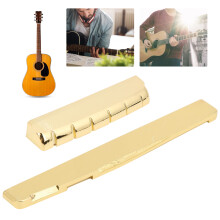 Metall-Gitarrensattel- und Knoten-Set aus Messing für Akustikgitarre, 6-saitig, Goldfarben