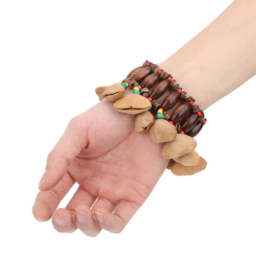 Handmade African Drum Bracelet with Nut Shell Adjustable Percussion Accessory
