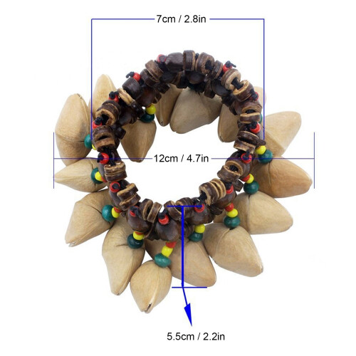 Handmade African Drum Bracelet with Nut Shell Adjustable Percussion Accessory 2