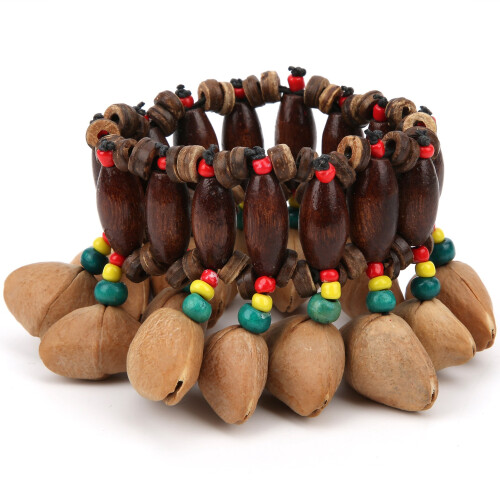 Handmade African Drum Bracelet with Nut Shell Adjustable Percussion Accessory 1