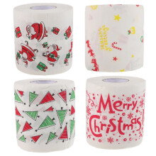 4 rollos de papel higiénico navideños con diseño de Papá Noel