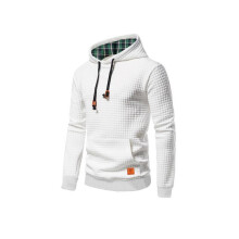 (L, white) 2025 New  Men's Casual Pullover Jacquard Sweatshirt Grid Jacket Loose Fit