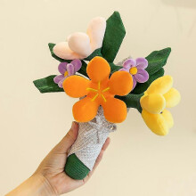 (30cm, Orange) Simulation Flower Bouquet Plush Bear Toy 30cm Handheld Stuffed Animal for Home Decor Gift for Girls